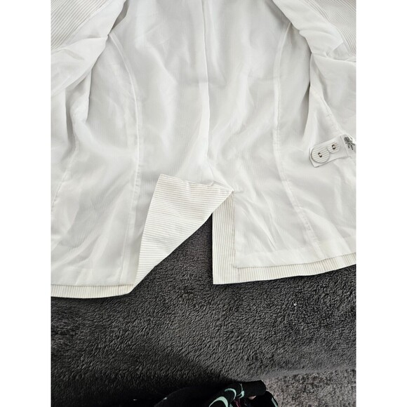 H&M White And Cream Striped Women's Suit Blazer Jacket Size 4 European Size 34 - Picture 8 of 15